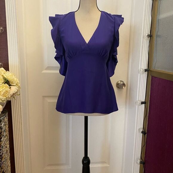 BCBG MaxAzria 10% silk persian blue colour open back blouse, XS - Picture 1 of 5
